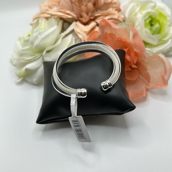 Mesh & Silver Cuff Bangle Bracelet NEW! - Picture 3 of 6